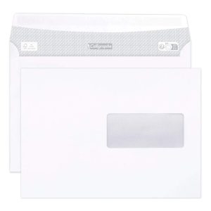 Boite de 500 Enveloppes Blanches C5-162x229mm - Auto-Adh&eacute;sives - 80g/m2 - Fen&ecirc;tre Papier Cristal de 45x100 (position 62/20)