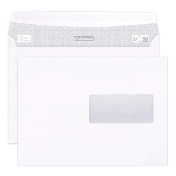 Boite de 500 Enveloppes Blanches C5-162x229mm &ndash; Auto-Adh&eacute;sives &ndash; 80g/m2 &ndash; Fen&ecirc;tre Papier Cristal de 45&times;100 (position 62/20)