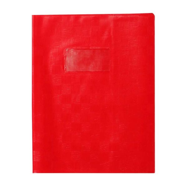 Prot&egrave;ge-cahiers grain madras avec rabats marque-pages PVC 22/100&egrave;me 17&times;22 cm