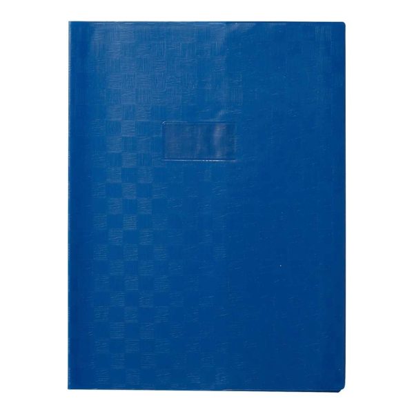 Prot&egrave;ge-cahiers grain madras avec rabats marque-pages PVC 22/100&egrave;me 24&times;32 cm