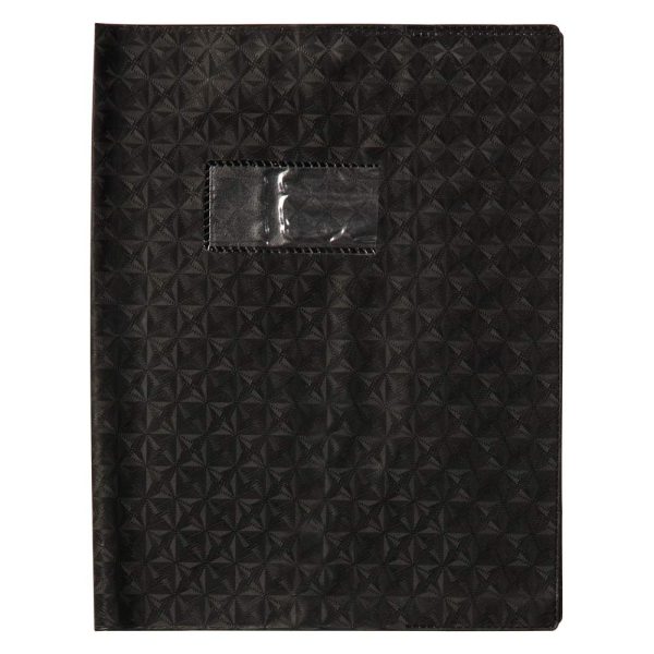 Prot&egrave;ge-cahiers grain losange PVC 18/100&egrave;me avec porte-&eacute;tiquette 17&times;22 cm