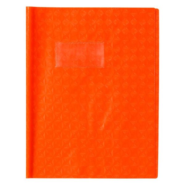 Prot&egrave;ge-cahiers grain losange PVC 18/100&egrave;me avec porte-&eacute;tiquette 17&times;22 cm