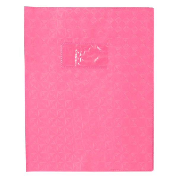 Prot&egrave;ge-cahiers grain losange PVC 18/100&egrave;me avec porte-&eacute;tiquette 17&times;22 cm