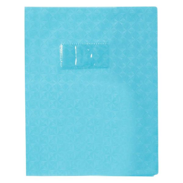 Prot&egrave;ge-cahiers grain losange PVC 18/100&egrave;me avec porte-&eacute;tiquette 17&times;22 cm