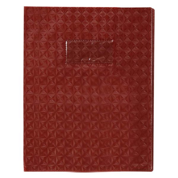 Prot&egrave;ge-cahiers grain losange PVC 18/100&egrave;me avec porte-&eacute;tiquette 17&times;22 cm
