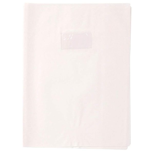 Prot&egrave;ge-cahiers grain losange PVC 18/100&egrave;me avec porte-&eacute;tiquette 17&times;22 cm