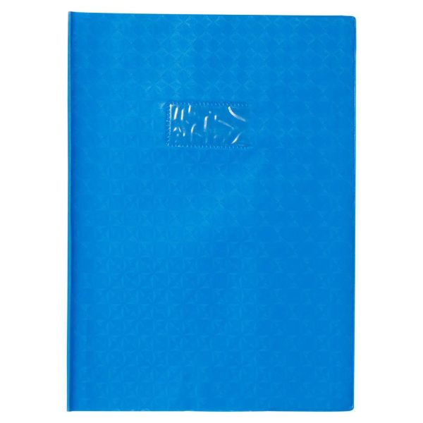 Prot&egrave;ge-cahiers grain losange PVC 18/100&egrave;me avec porte-&eacute;tiquette A4