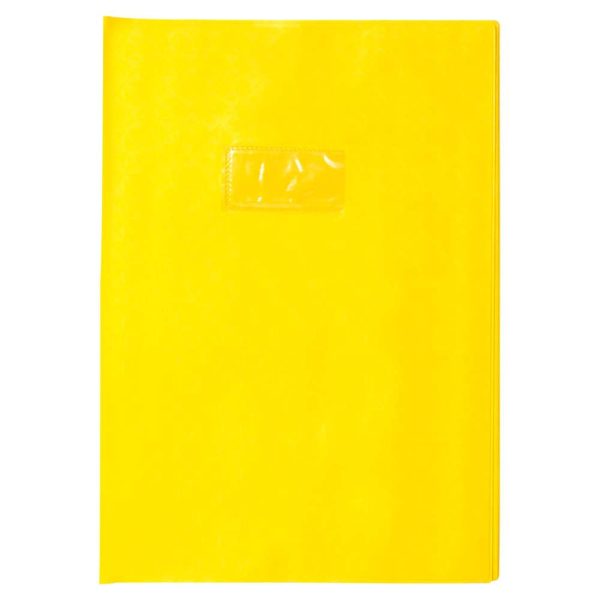 Prot&egrave;ge-cahiers grain losange PVC 18/100&egrave;me avec porte-&eacute;tiquette A4