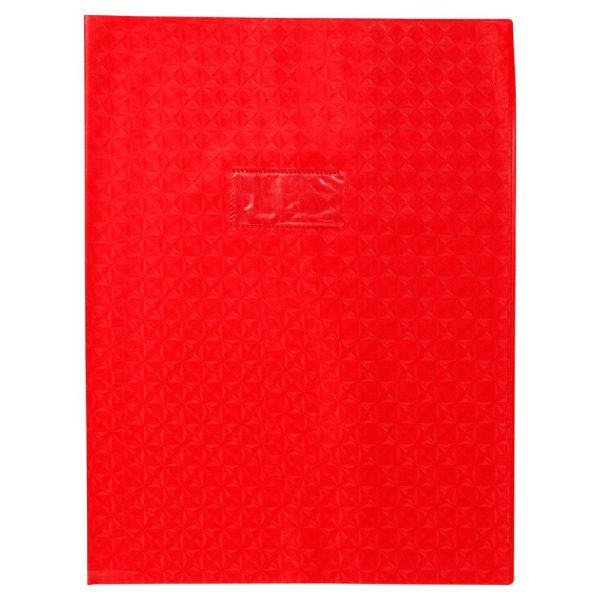 Prot&egrave;ge-cahiers grain losange PVC 18/100&egrave;me avec porte-&eacute;tiquette 24&times;32 cm