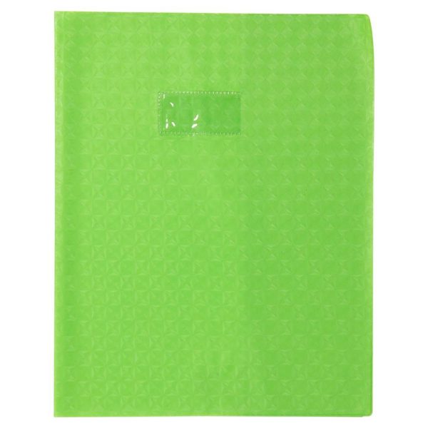 Prot&egrave;ge-cahiers grain losange PVC 18/100&egrave;me avec porte-&eacute;tiquette 24&times;32 cm