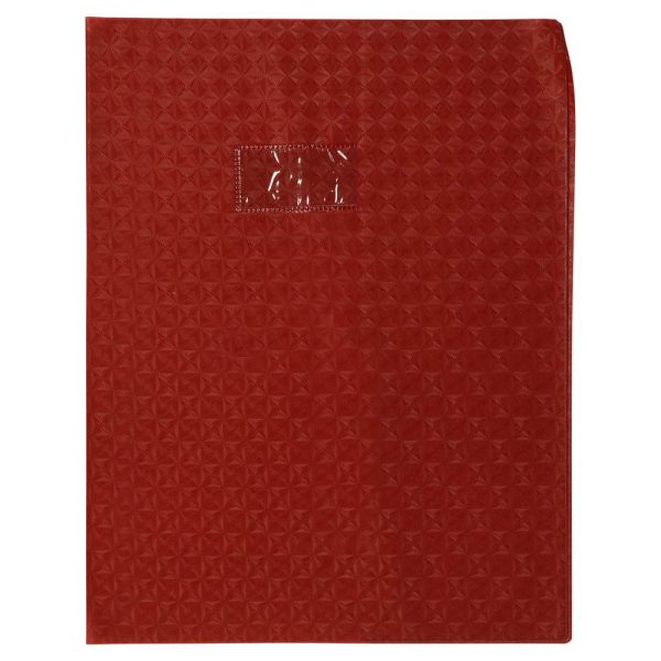 Prot&egrave;ge-cahiers grain losange PVC 18/100&egrave;me avec porte-&eacute;tiquette 24&times;32 cm