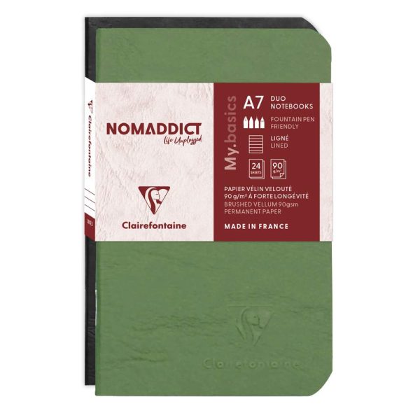 Set de 2 carnets piq&ucirc;re Age Bag 7,5x12cm 48 pages lign&eacute; Couleurs assortis