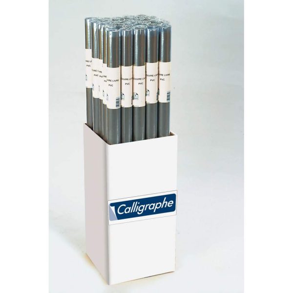 Rouleau couvre-livres cristal non adh&eacute;sif PVC 8/100&egrave;me 2 m x 0,70 m Pr&eacute;sentoir