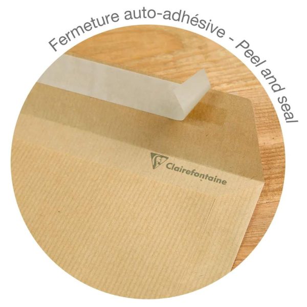 Boite de 500 Pochettes Kraft Milleraies Brun B5-176&times;250 mm &ndash; Auto-Adh&eacute;sives &ndash; 90g/m2