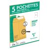 Paquet de 5 Pochettes Kraft Brun E4-260x400 mm avec Soufflet de 30 mm - Auto-Adh&eacute;sives - 120g/m2