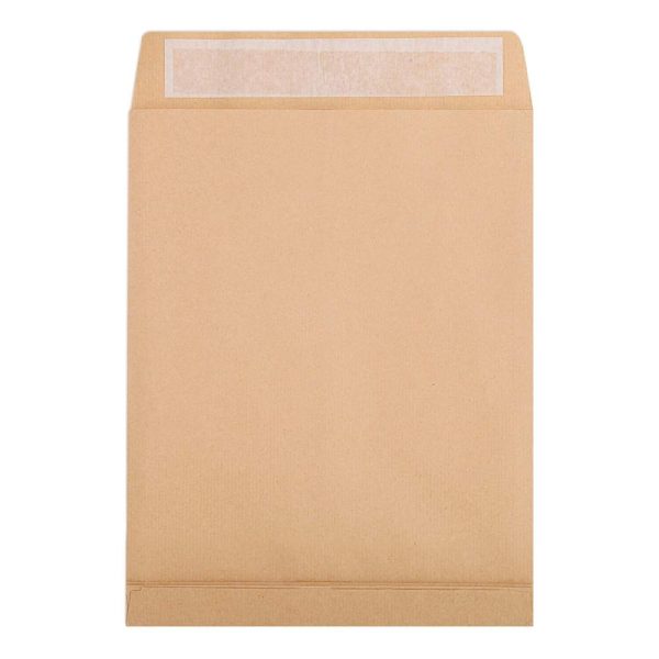 Paquet de 5 Pochettes Kraft Brun E4-260&times;400 mm avec Soufflet de 30 mm &ndash; Auto-Adh&eacute;sives &ndash; 120g/m2