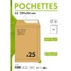 Paquet de 25 Pochettes Kraft Recycl&eacute; Brun C4-229x324 mm - Auto-Adh&eacute;sives - 90g/m2 - Brun