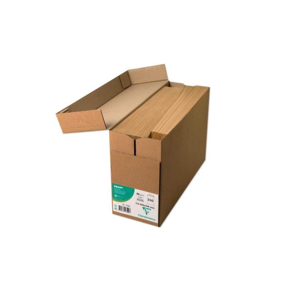 Boite de 250 Pochettes Kraft Milleraies Brun C4-229&times;324 mm &ndash; Auto-Adh&eacute;sives &ndash; 90g/m2
