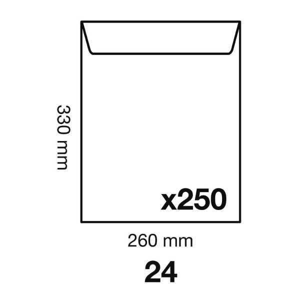 Boite de 250 Pochettes Kraft Milleraies Brun 24-260&times;330 mm &ndash; Auto-Adh&eacute;sives &ndash; 90g/m2