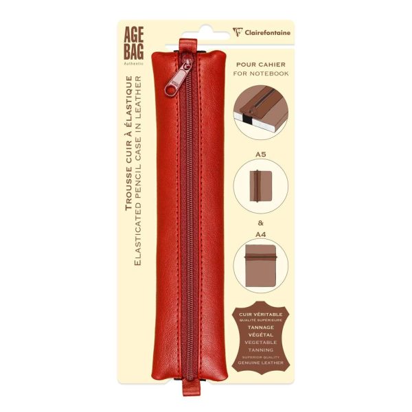 Trousse plate en cuir &agrave; &eacute;lastique Age Bag 20&times;4,5 cm