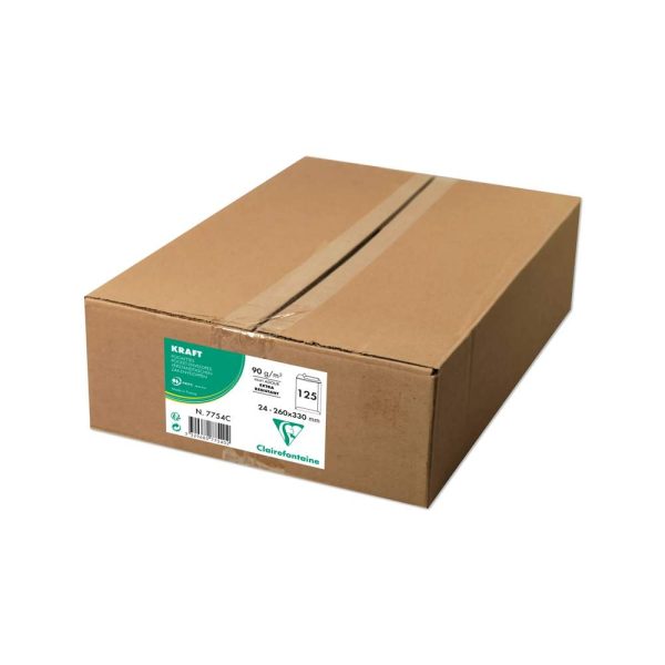 Boite de 125 Pochettes Kraft Adour Brun 24-260&times;330 mm &ndash; Auto-Adh&eacute;sives &ndash; 90g/m2