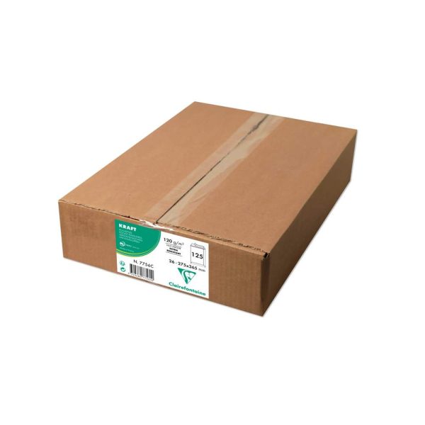 Boite de 125 Pochettes Kraft Adour Brun 26-275&times;365 mm &ndash; Auto-Adh&eacute;sives &ndash; 120g/m2