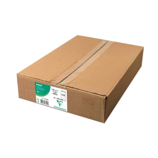 Boite de 125 Pochettes Kraft Adour Brun E4-280&times;400 mm &ndash; Auto-Adh&eacute;sives &ndash; 120g/m2
