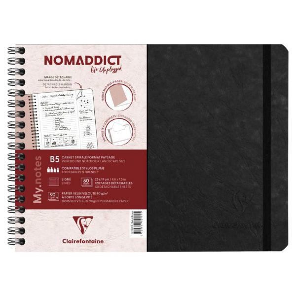 My.Notes Age Bag cahier reliure int&eacute;grale &agrave; marges d&eacute;tachables B5 paysage 120 pages d&eacute;tachables lign&eacute; + cadre en-t&ecirc;te