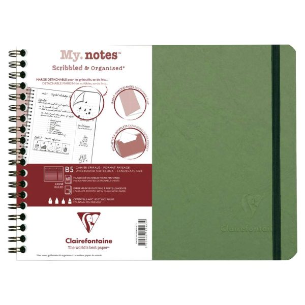 My.Notes Age Bag cahier reliure int&eacute;grale &agrave; marges d&eacute;tachables B5 paysage 120 pages d&eacute;tachables lign&eacute; + cadre en-t&ecirc;te