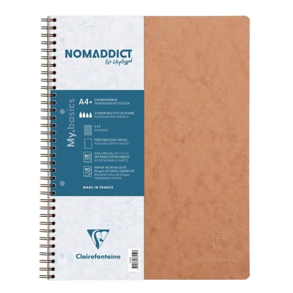 Carnet reliure int&eacute;grale Age Bag A4+ 160 pages d&eacute;tachables perfor&eacute; 4 trous petits carreaux