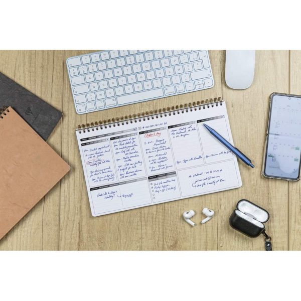 My.weekly.planner Age Bag cahier reliure int&eacute;grale en-t&ecirc;te 29,7&times;17 cm 120 pages d&eacute;tachables Semainier de bureau non dat&eacute; et r&eacute;glure DOT au verso