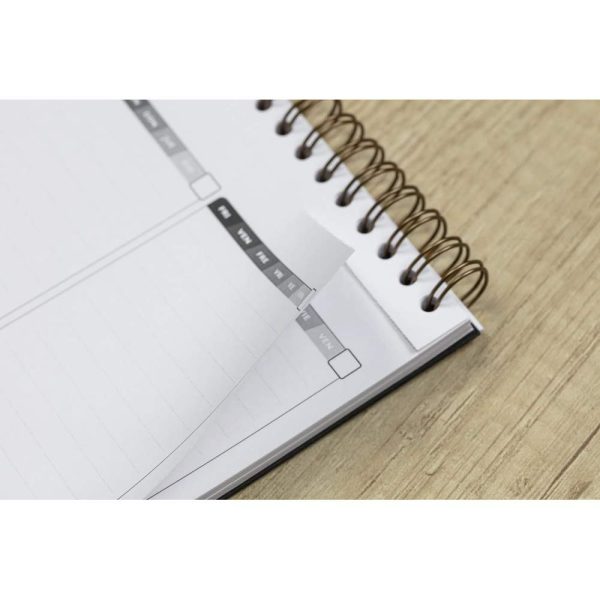 My.weekly.planner Age Bag cahier reliure int&eacute;grale en-t&ecirc;te 29,7&times;17 cm 120 pages d&eacute;tachables Semainier de bureau non dat&eacute; et r&eacute;glure DOT au verso