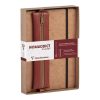 Coffret My.essential A5 192 pages lign&eacute; + trousse cuir plate &agrave; &eacute;lastique Tabac