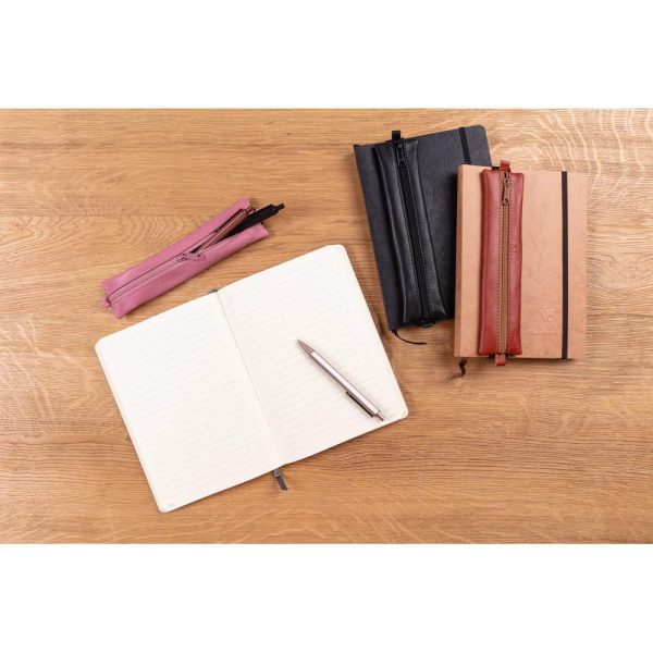 Coffret My.essential A5 192 pages lign&eacute; + trousse cuir plate &agrave; &eacute;lastique Tabac