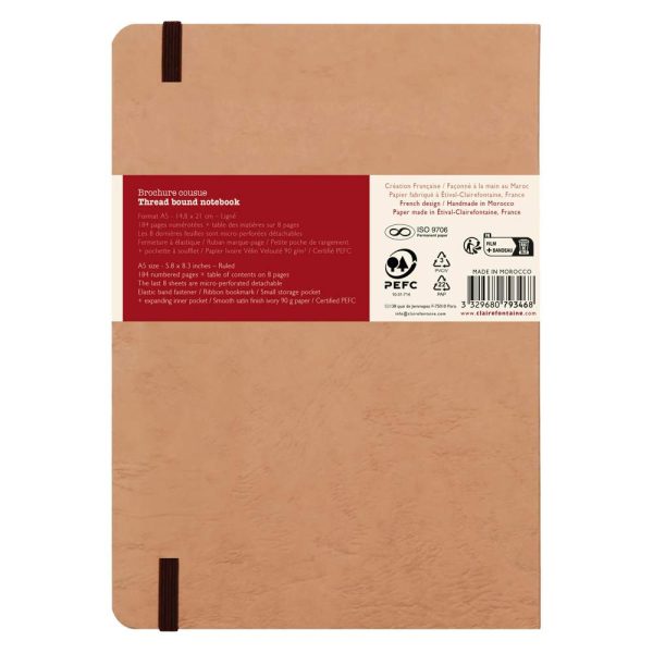 My.Essential Age Bag carnet brochure cousu dos carr&eacute; &agrave; pages num&eacute;rot&eacute;es A5 192 pages lign&eacute; papier ivoire 90g