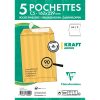 Paquet de 5 Pochettes Kraft Adour Brun C5-162x229mm - Auto-Adh&eacute;sives - 90g/m2
