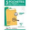 Paquet de 5 Pochettes Kraft Adour Brun C4-229x324mm - Auto-Adh&eacute;sives - 90g/m2
