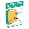Paquet de 5 Pochettes Kraft Adour Brun 260x330mm - Auto-Adh&eacute;sives - 90g/m2