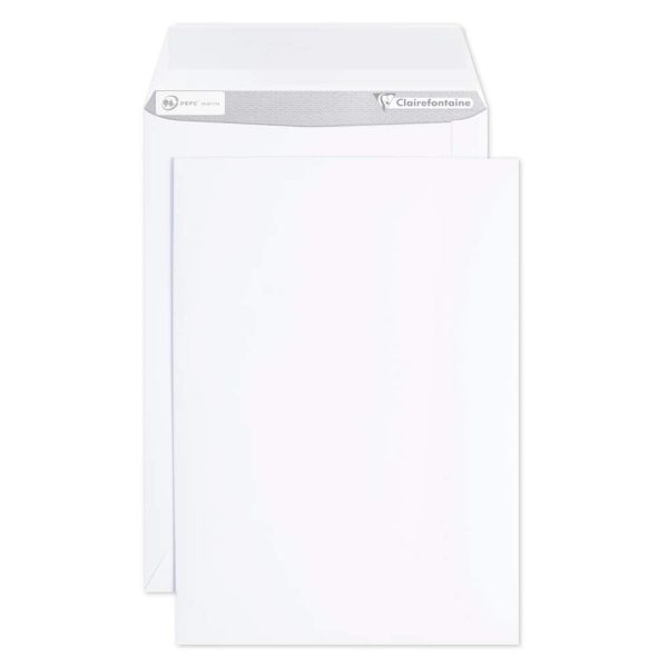 Boite de 250 Pochettes Blanches B5-176x250mm &ndash; Auto-Adh&eacute;sives &ndash; 90g/m2