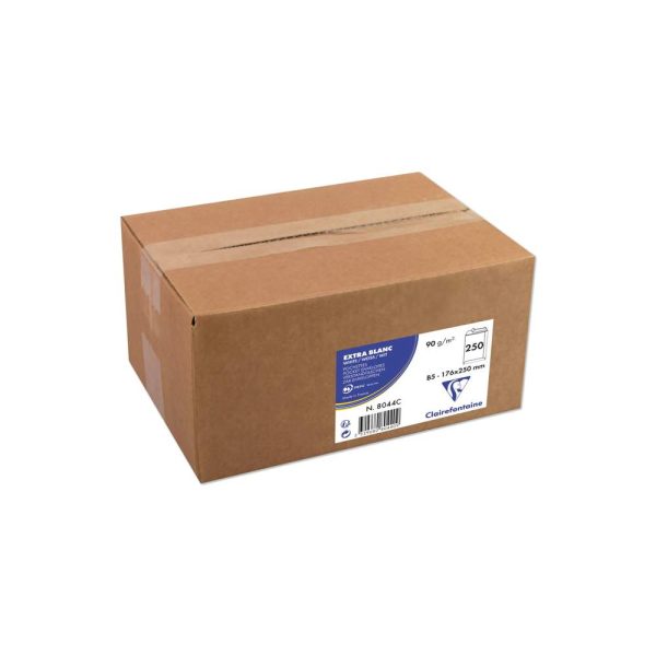 Boite de 250 Pochettes Blanches B5-176x250mm &ndash; Auto-Adh&eacute;sives &ndash; 90g/m2