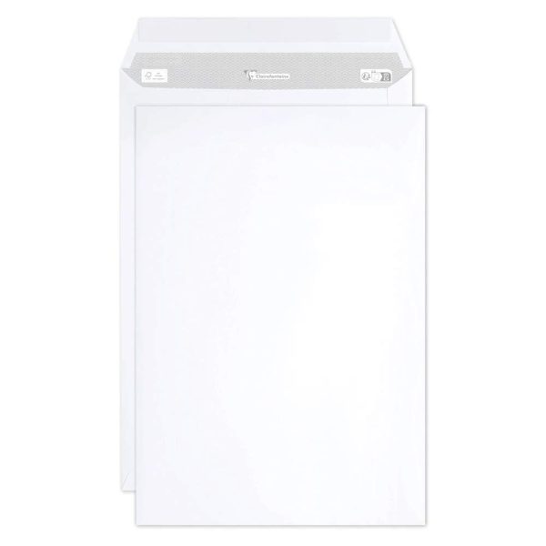 Boite de 250 Pochettes Blanches C4-229&times;324 mm &ndash; Auto-Adh&eacute;sives &ndash; 90g/m2
