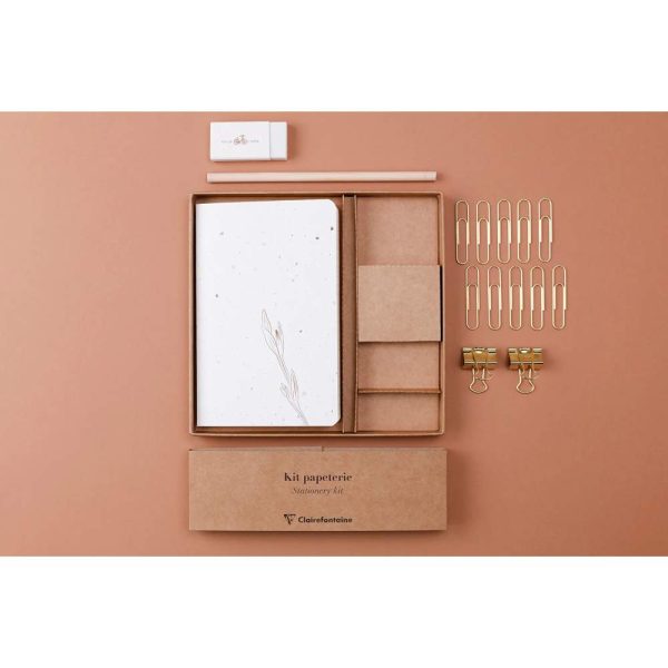 Tulip paper, Kit de papeterie contenant un carnet 11&times;17 cm 64 pages lign&eacute;es, un crayon de papier, 2 pinces doubles-clip, 10 trombones et une gomme