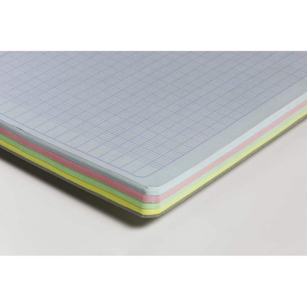 Cahier reliure int&eacute;grale A4+ 240 pages d&eacute;tachables perfor&eacute; 4 trous petits carreaux + marge et cadre en-t&ecirc;te 4 couleurs de papier Couleur al&eacute;atoire