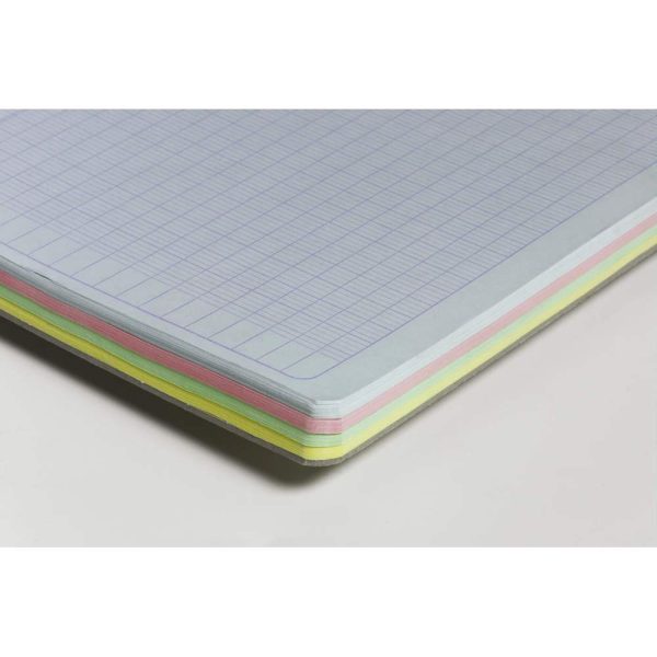 Cahier reliure int&eacute;grale A4+ 240 pages d&eacute;tachables perfor&eacute; 4 trous petits carreaux + marge et cadre en-t&ecirc;te 4 couleurs de papier Couleur al&eacute;atoire