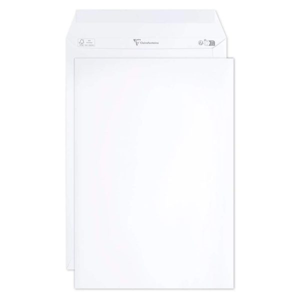 Boite de 250 Pochettes Blanches C4-229&times;324 mm &ndash; Auto-Adh&eacute;sives &ndash; 120g/m2