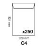 Boite de 250 Pochettes Blanches C4-229x324 mm - Auto-Adh&eacute;sives - 120g/m2