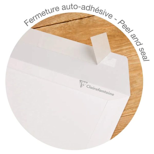 Boite de 250 Pochettes Blanches C4-229&times;324 mm &ndash; Auto-Adh&eacute;sives &ndash; 120g/m2