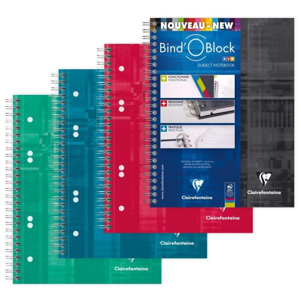 Bind&rsquo;O Block cahier reliure int&eacute;grale A5+ 180 pages d&eacute;tachables perfor&eacute;es 6 trous lign&eacute; + cadre en-t&ecirc;te