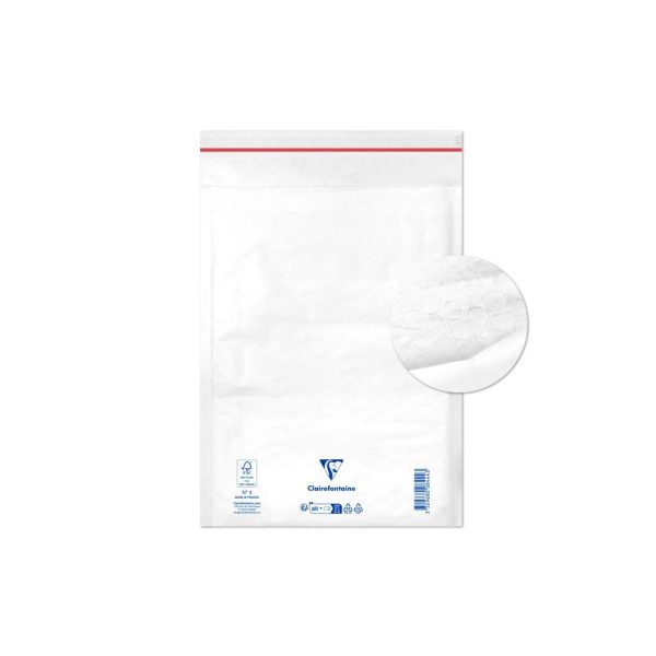 Boite de 100 Pochettes Blanches Matelass&eacute;es de Film &agrave; Bulles 180&times;260 mm &ndash; Auto-adh&eacute;sives