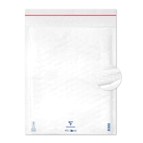 Boite de 50 Pochettes Blanches Matelass&eacute;es de Film &agrave; Bulles 350&times;470 mm &ndash; Auto-adh&eacute;sives